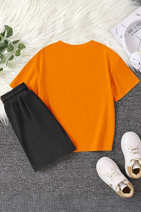 ست بالاتنه و پائین تنه نارنجی بچه گانه بافت MYADA - کد 928259491