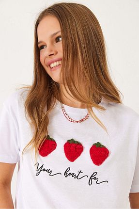 تیشرت سفید زنانه Straight Bianco Lucci - کد 903981537