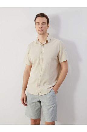 پیراهن طوسی مردانه یقه پیراهنی LC Waikiki - کد 904779744