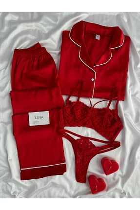 ست لباس راحتی قرمز زنانه ساده Lena Homewears - کد 864791943