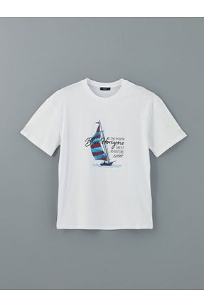 تیشرت سفید مردانه Relaxed LC Waikiki - کد 904031965