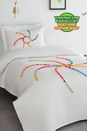 روتختی تکنفره بژ پنبه ای Evlen Home Collection - کد 904016244