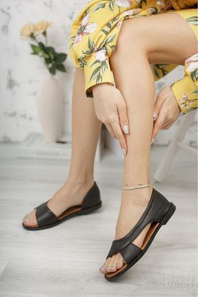 صندل مشکی زنانه پاشنه تخت Moda Frato - کد 89497429