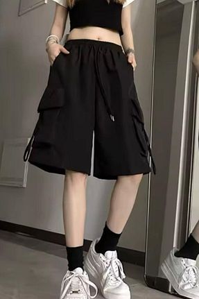 شلوارک و برمودا مشکی زنانه اورسایز BALİNA - کد 904030596