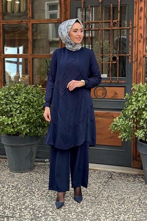 تونیک حجاب سرمه ای زنانه مخلوط پلی استر red show - کد 904034145