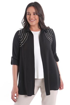 ست بالاتنه و پائین تنه سایز بزرگ مشکی زنانه بافتنی SERTUĞ - کد 717237730