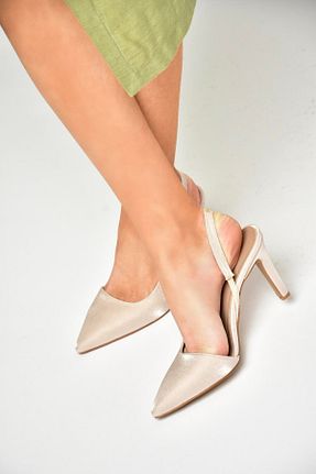 کفش پاشنه بلند کلاسیک بژ زنانه پارچه Fox Shoes - کد 904046532