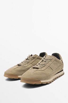 کفش اسنیکر بژ مردانه چرم اصل Massimo Dutti - کد 904037459