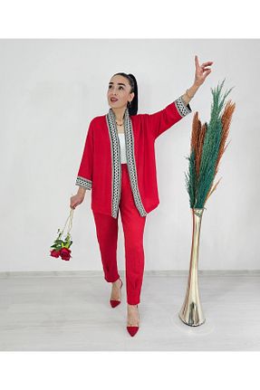 کیمونو و کافتان قرمز زنانه لیکرا Altı Üstü Butik - کد 863629105