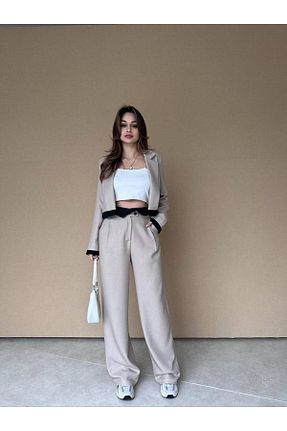 ست بالاتنه و پائین تنه بژ زنانه بافتنی CinneMadonna - کد 904046976