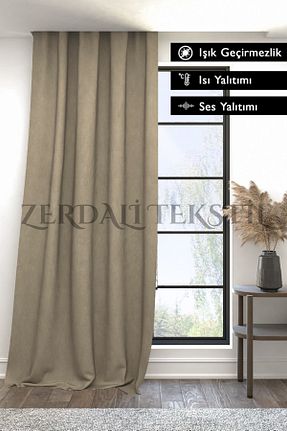 پرده زمینه بژ پلی استر ZERDALİTEKSTİL - کد 863749478