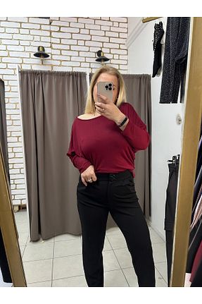 بلوز زرشکی زنانه ساده TUBA TOPTAŞ - کد 904061828