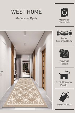 فرش آشپزخانه بژ پلی استر West Home - کد 904052445