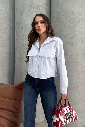 پیراهن سفید زنانه کراپ RB CLUB - کد 904061343