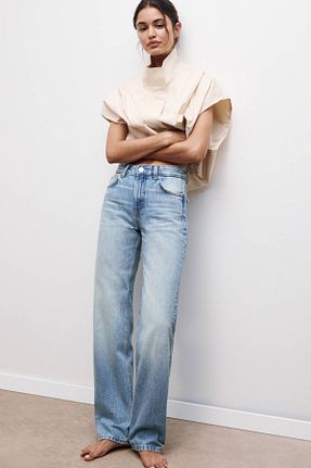 شلوار جین آبی زنانه پاچه ساده Pull & Bear - کد 904068236