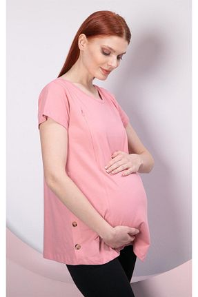 تیشرت بارداری صورتی زنانه پنبه ای Işşıl - کد 666751606