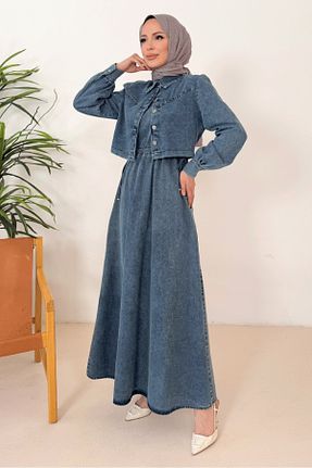 ست بالاتنه و پائین تنه حجاب آبی زنانه رگولار Bestenur - کد 904073217