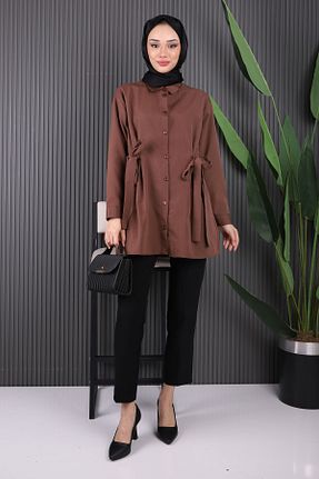 تونیک حجاب قهوه ای زنانه مخلوط پلی استر İmajButik - کد 904066671