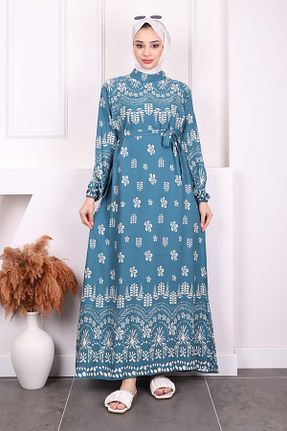 لباس حجاب آبی زنانه رگولار İmajButik - کد 904071742