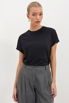 تیشرت مشکی زنانه رگولار HAKKE - کد 904070468