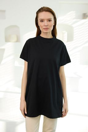 تونیک حجاب مشکی زنانه پنبه ای LOCCO - کد 904070096