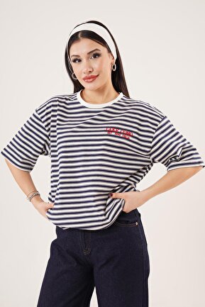 تیشرت سرمه ای زنانه بیسیک Hipo Trend - کد 904080519