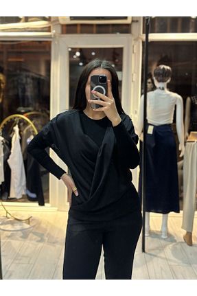 سوئیتر مشکی زنانه بافتنی TRENDBUTİK - کد 904107859