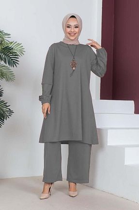ست بالاتنه و پائین تنه حجاب طوسی زنانه Relaxed Genel Markalar - کد 904103115