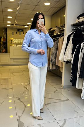 پیراهن آبی زنانه یقه دکمه دار Vosse - کد 904082845