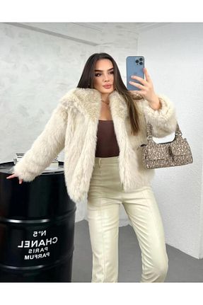 کاپشن نباتی زنانه خز مصنوعی moda armanc - کد 905032094