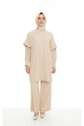 ست بالاتنه و پائین تنه حجاب بژ زنانه رگولار Setrms - کد 844200133