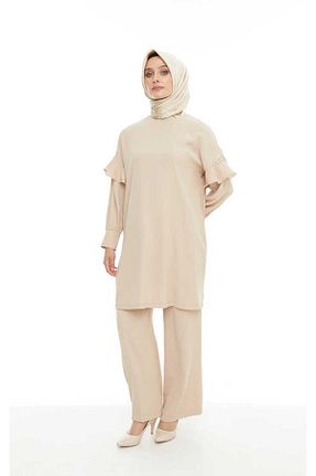 ست بالاتنه و پائین تنه حجاب بژ زنانه رگولار Setrms - کد 844200133