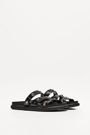 صندل مشکی زنانه پاشنه تخت Bershka - کد 904117449