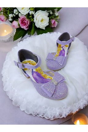 کفش پاشنه بلند کلاسیک بنفش بچه گانه چرم مصنوعی PATİK BEBE - کد 835657467