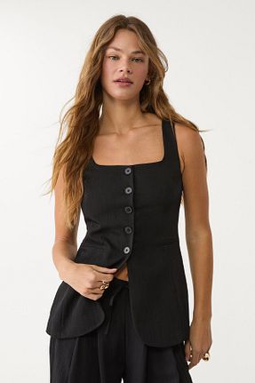 جلیقه مشکی زنانه اسلیم فیت Stradivarius - کد 904161438