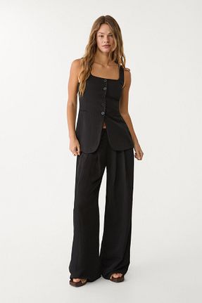 جلیقه مشکی زنانه اسلیم فیت Stradivarius - کد 904161438