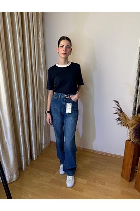 شلوار جین آبی زنانه پاچه پهن TUTTO JEANS - کد 904207885