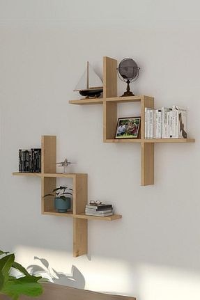 قفسه دیواری زرد 67 سانتی متر İda Wooden - کد 808950527