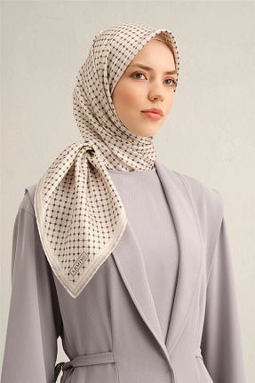 روسری بژ کرپ ساتن ابریشم Armine - کد 904219872