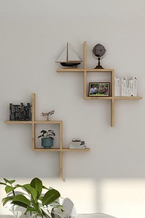 قفسه دیواری زرد 67 سانتی متر İda Wooden - کد 808950527
