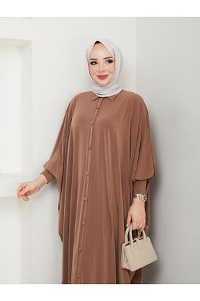 کلاه و ابایا قهوه ای زنانه پنبه ای MODAMÜNASİP - کد 904236040