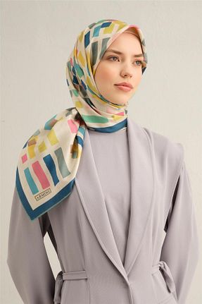 روسری سرمه ای کرپ ساتن ابریشم Armine - کد 904239477
