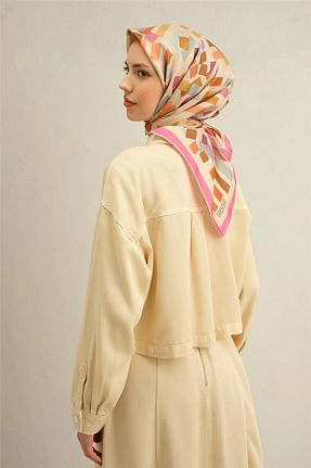روسری صورتی کرپ ساتن ابریشم Armine - کد 904239432