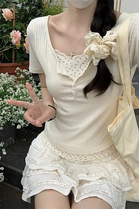 تیشرت رنگی زنانه کراپ Karakedi - کد 904303976