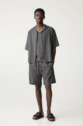 پیراهن طوسی مردانه رگولار Pull & Bear - کد 897906020