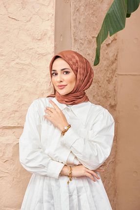 روسری قهوه ای پنبه پلی استر İpekhan - کد 783754090