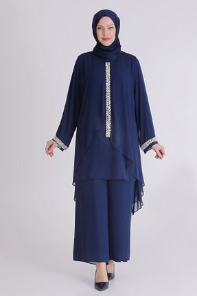 ست بالاتنه و پائین تنه حجاب سرمه ای زنانه سایز بزرگ behrem - کد 904309469