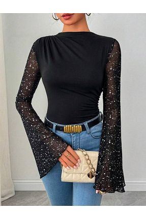 بلوز مشکی زنانه رگولار Moda Monisa - کد 905563871
