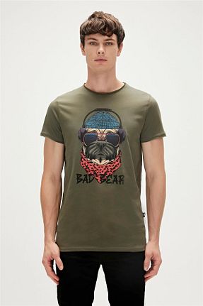 تیشرت خاکی مردانه اسلیم فیت Bad Bear - کد 635208710