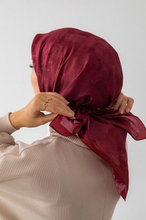 روسری زرشکی پلی استر Silk Home - کد 381536157